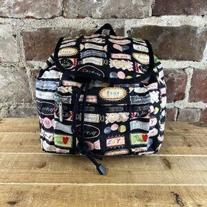 LeSportsac Essential Mini Voyager Sweet Talk Nylon Backpack In Black